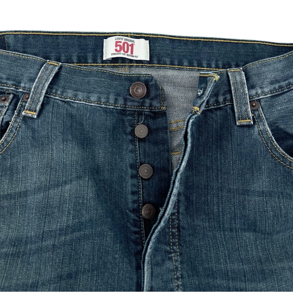 Levis 501 Original Mens Straight Leg Button Fly Blue Jeans W36 L34 Vintage Tag